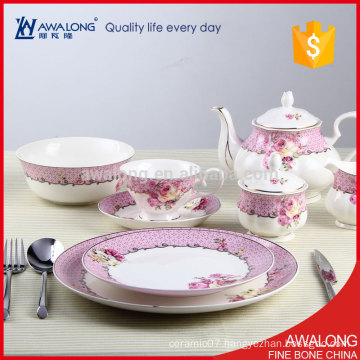pink elegance round porcelain coffee set with dinner plate set